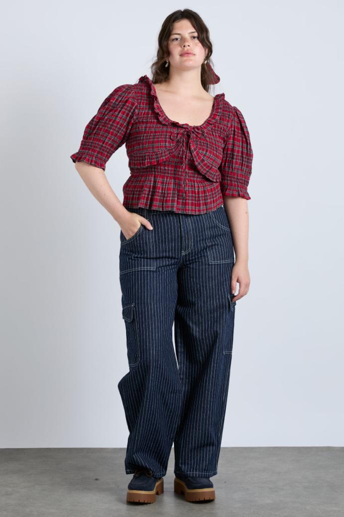 Co-ords | Women Damson Madder Meghan Blouse - Red Check