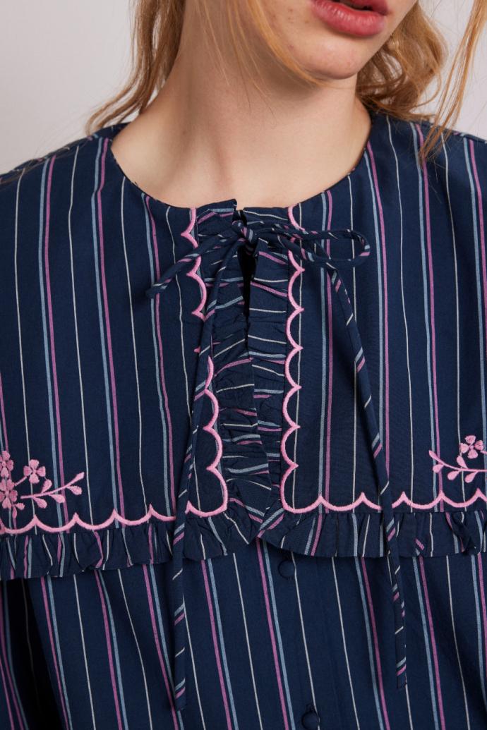 Co-ords | Women Damson Madder Nordine Blouse - Navy Stripe