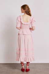 Co-ords | Women Damson Madder Olivia Ruffle Skirt - Pink Gingham