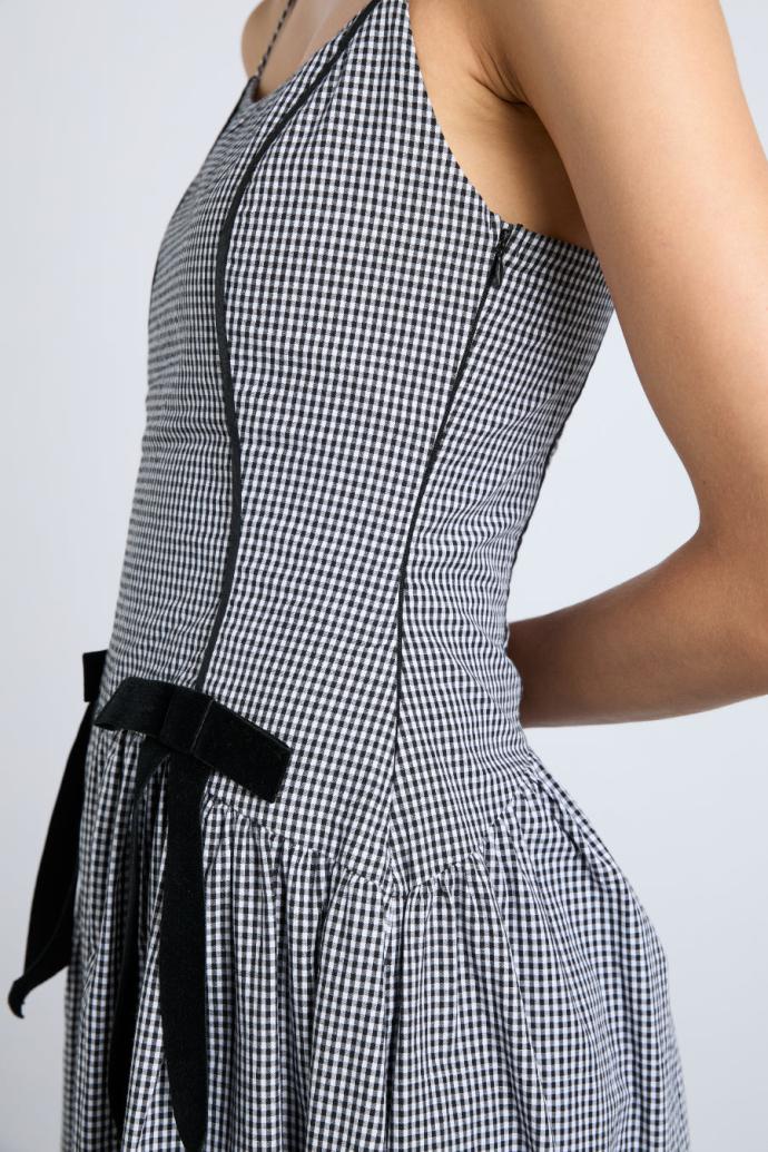 Co-ords | Women Damson Madder Persephone Midi Dress - Black Gingham