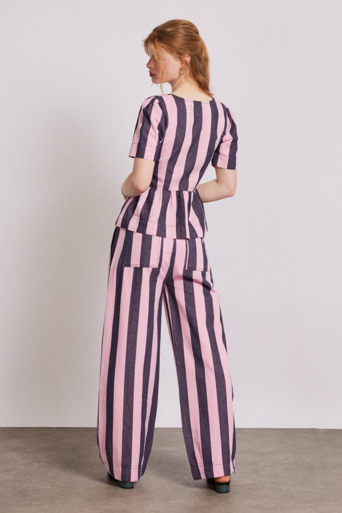 Co-ords | Women Damson Madder Rafe Pants - Pink Navy Stripe