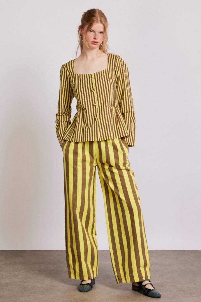 Co-ords | Women Damson Madder Rafe Pants - Yellow Choc Stripe