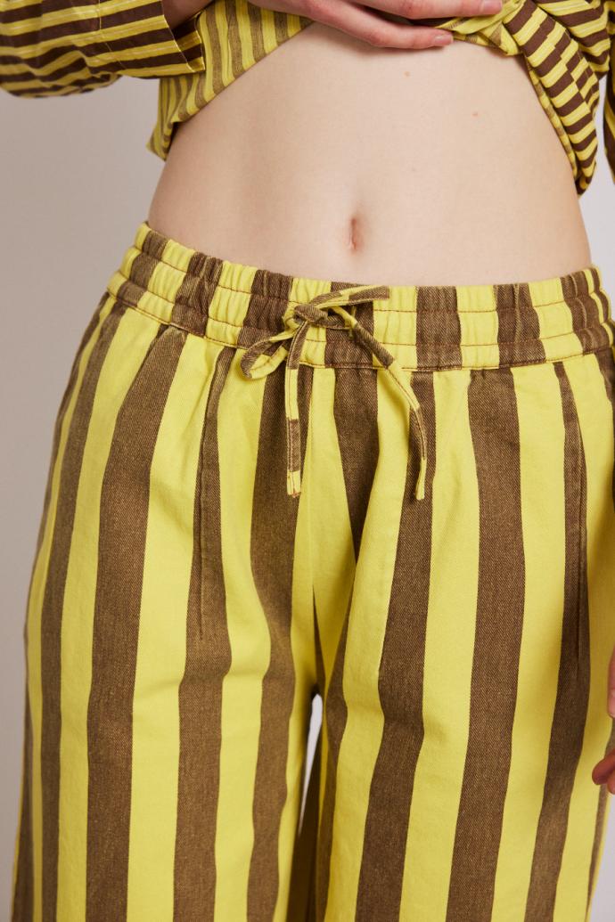 Co-ords | Women Damson Madder Rafe Pants - Yellow Choc Stripe