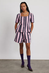 Co-ords | Women Damson Madder Rafe Shorts - Blue Pink Stripe
