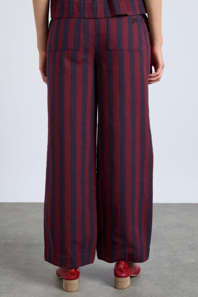 Co-ords | Women Damson Madder Rafe Trousers- Navy And Burgundy Stripe