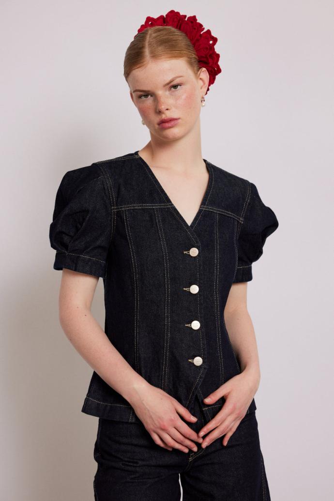 Co-ords | Women Damson Madder Shell Denim Top - Dark Indigo