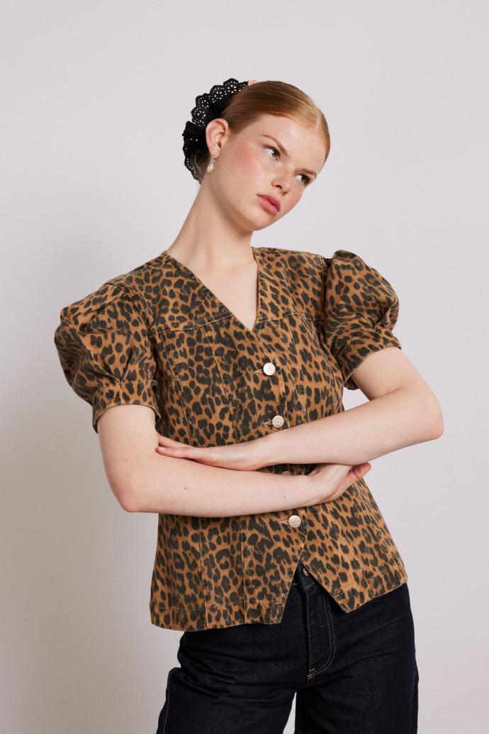 Co-ords | Women Damson Madder Shell Denim Top - Leopard