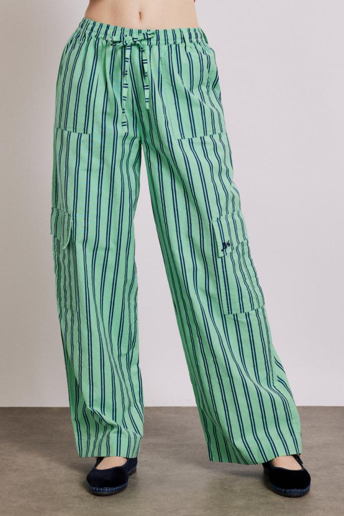 Co-ords | Women Damson Madder Sydney Coastal Cargo Pants - Mint Stripe