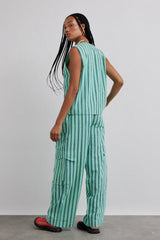 Co-ords | Women Damson Madder Sydney Coastal Cargo Pants - Mint Stripe