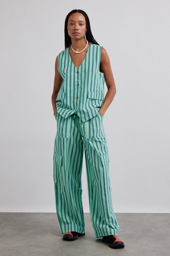 Co-ords | Women Damson Madder Sydney Coastal Cargo Pants - Mint Stripe