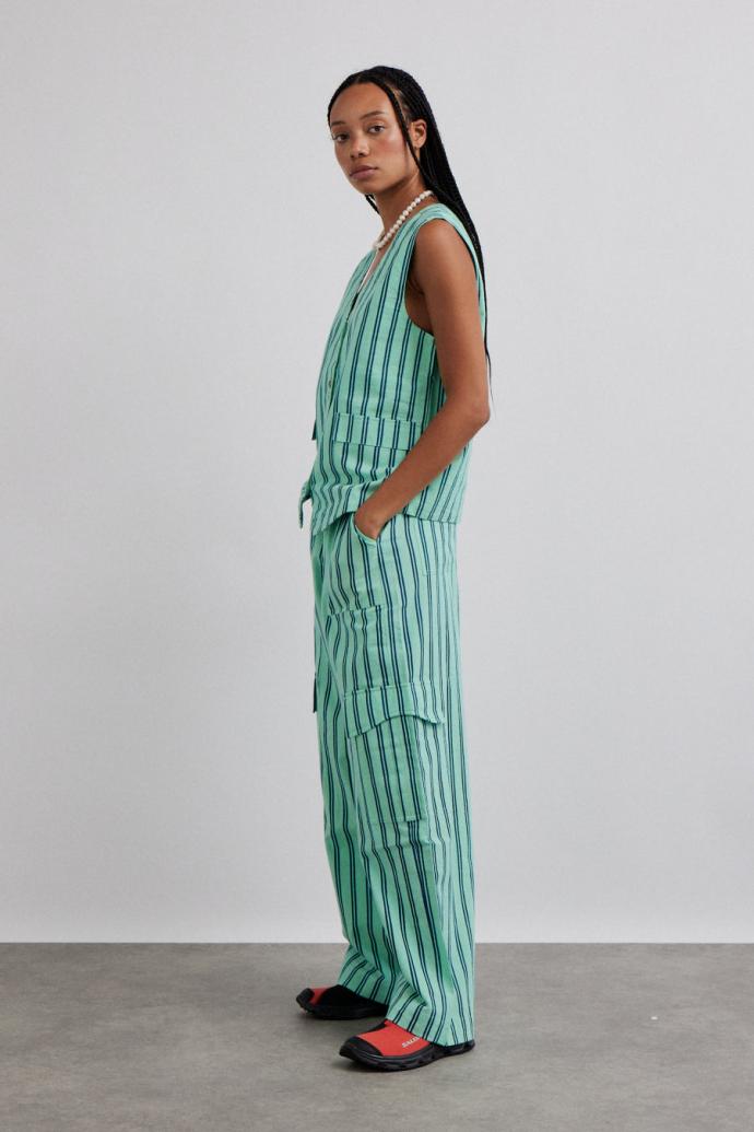 Co-ords | Women Damson Madder Sydney Coastal Cargo Pants - Mint Stripe