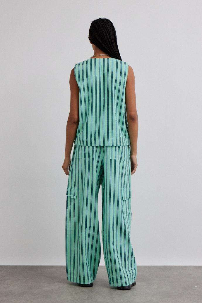 Co-ords | Women Damson Madder Sydney Coastal Cargo Pants - Mint Stripe