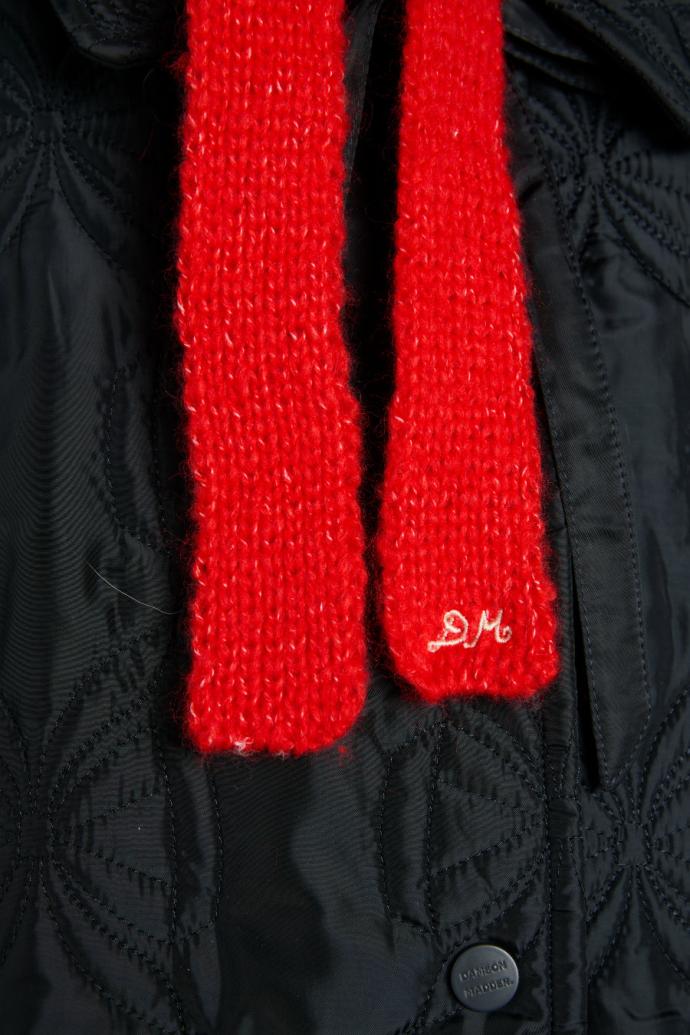 Cold Weather Accessories | Women Damson Madder Hood In Grey Marl With Red Tie In Premium Yarn