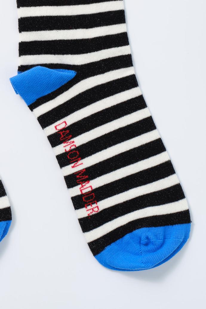 Cold Weather Accessories | Women Damson Madder Knee Length Socks - Black &amp; White Stripe