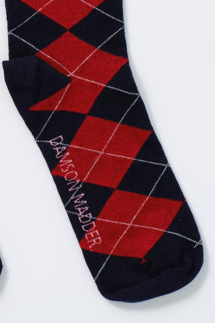 Cold Weather Accessories | Women Damson Madder Knee Length Socks - Navy Argyle