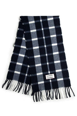 Cold Weather Accessories | Women Damson Madder Navy &amp; Ecru Check Scarf In Responsible Wool