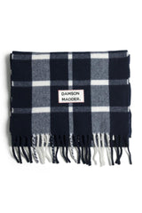 Cold Weather Accessories | Women Damson Madder Navy &amp; Ecru Check Scarf In Responsible Wool