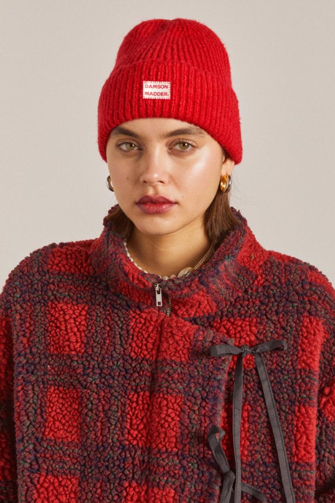 Cold Weather Accessories | Women Damson Madder Scalloped Edge Beanie - Red