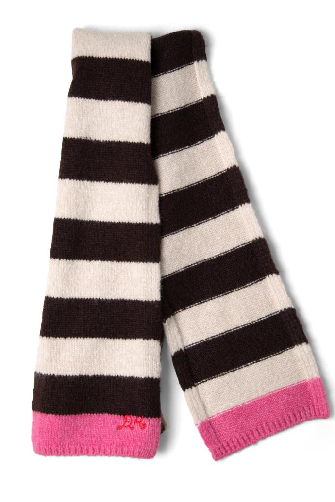 Cold Weather Accessories | Women Damson Madder Skinny Stripe Scarf In Choc &amp; Ecru
