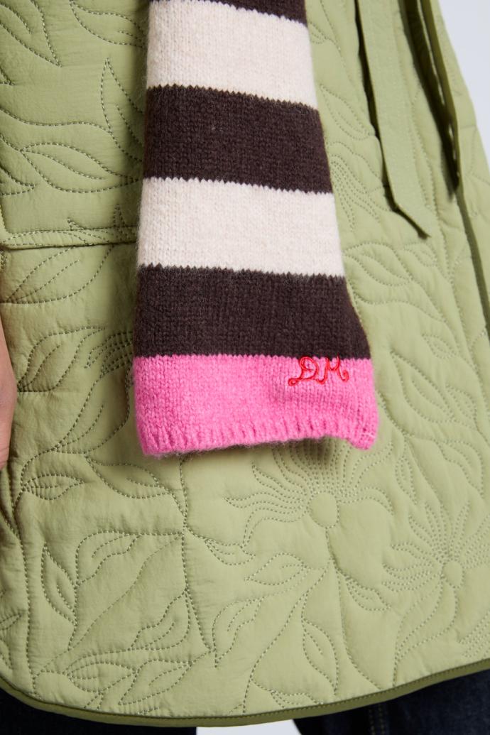 Cold Weather Accessories | Women Damson Madder Skinny Stripe Scarf In Choc &amp; Ecru