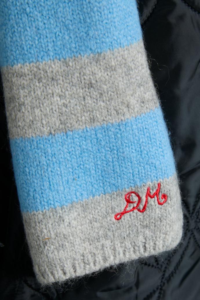 Cold Weather Accessories | Women Damson Madder Skinny Stripe Scarf In Grey &amp; Blue