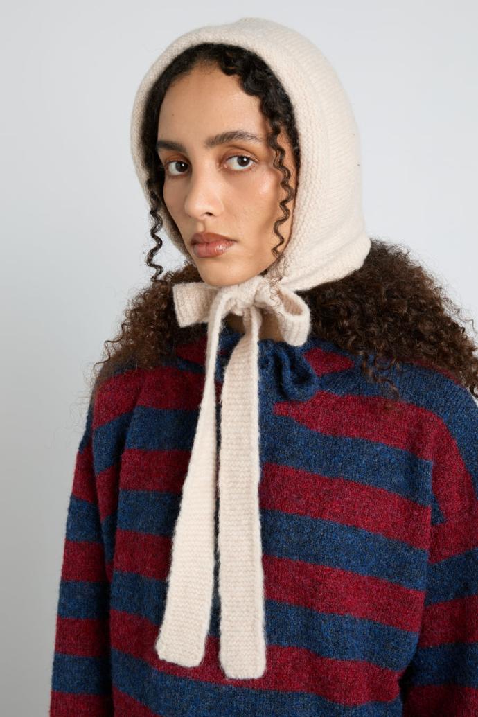 Cold Weather Accessories | Women Damson Madder Tie Neck Bonnet In Oatmeal