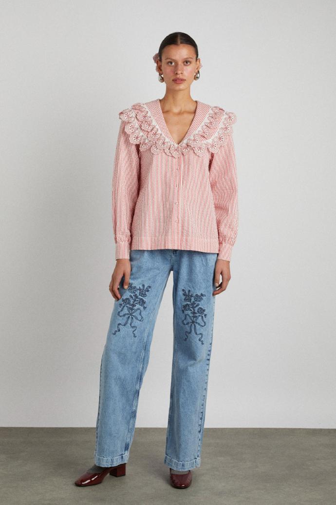 Denim | Women Damson Madder Babysitter Jean - Embroidered Bow