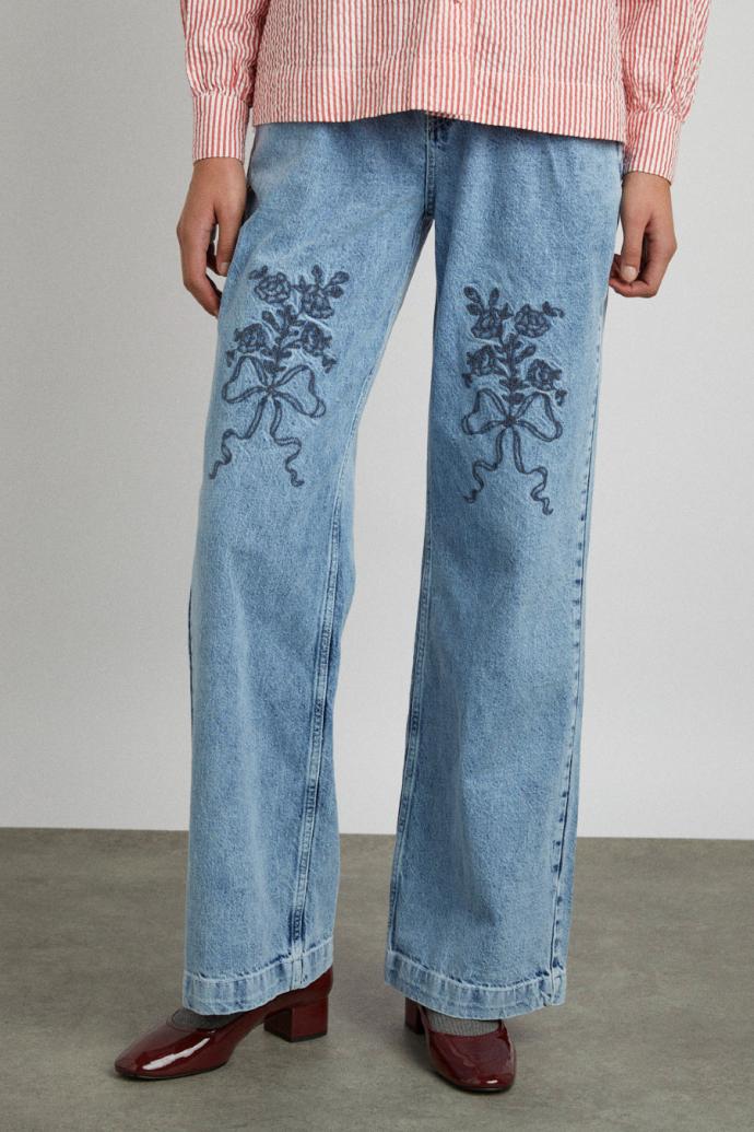 Denim | Women Damson Madder Babysitter Jean - Embroidered Bow