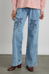 Denim | Women Damson Madder Babysitter Jean - Embroidered Bow