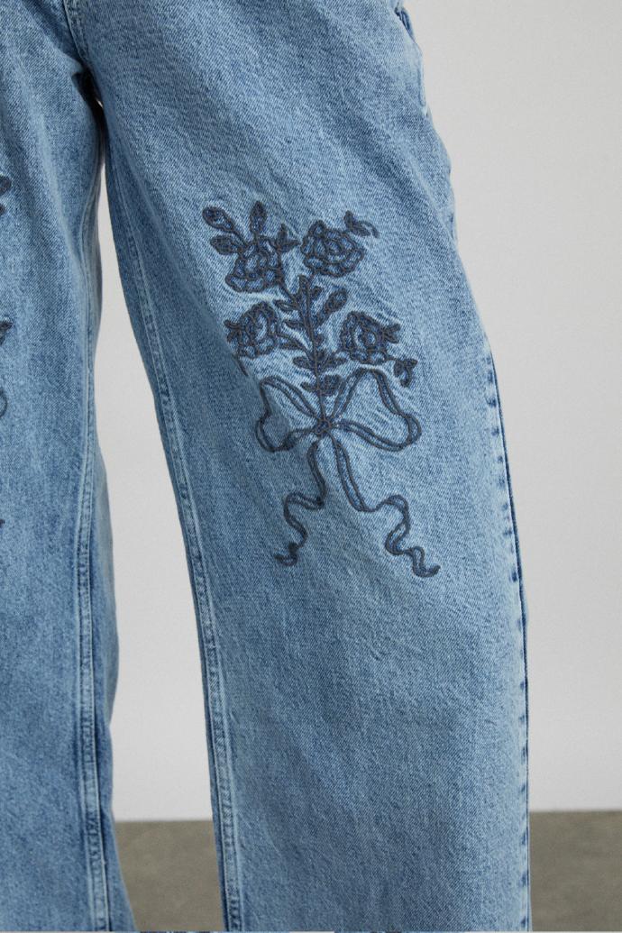 Denim | Women Damson Madder Babysitter Jean - Embroidered Bow