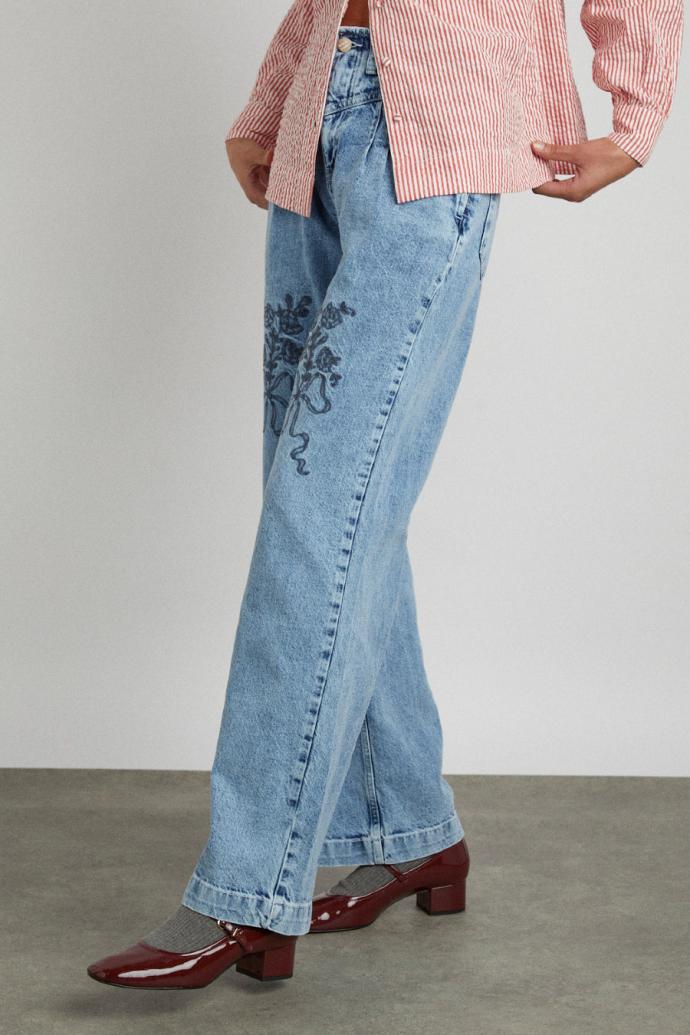 Denim | Women Damson Madder Babysitter Jean - Embroidered Bow