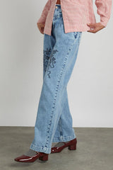 Denim | Women Damson Madder Babysitter Jean - Embroidered Bow