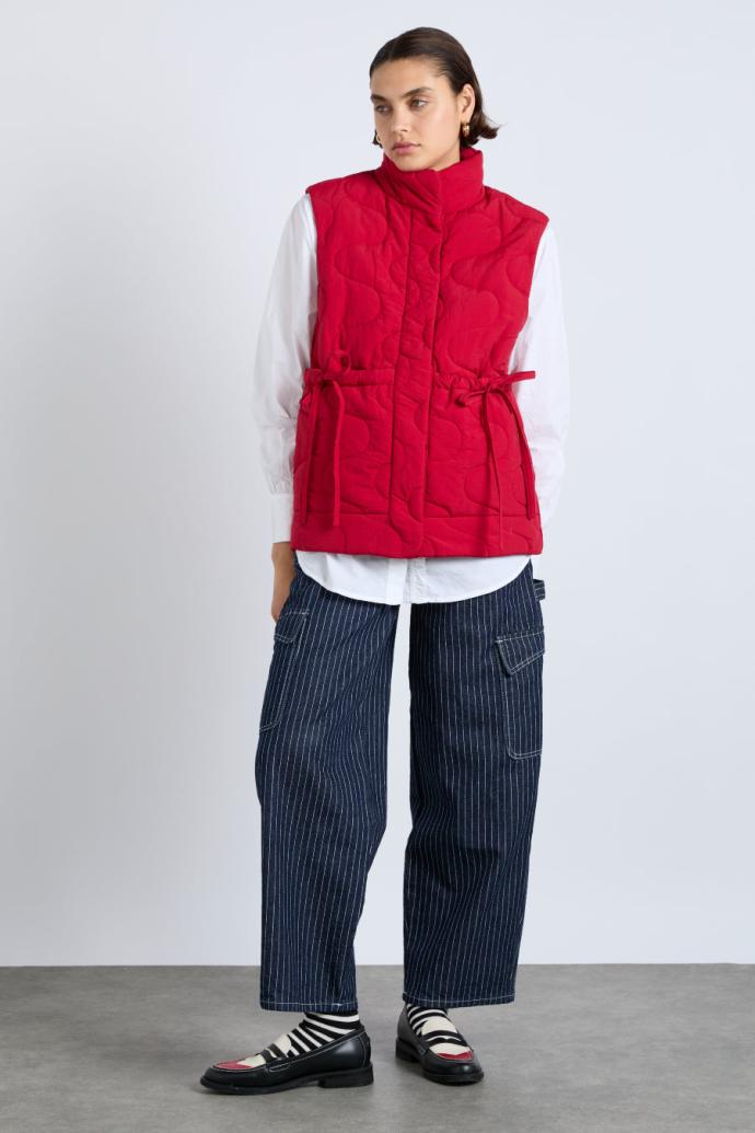 Denim | Women Damson Madder Cargo Jeans - Navy Pinstripe