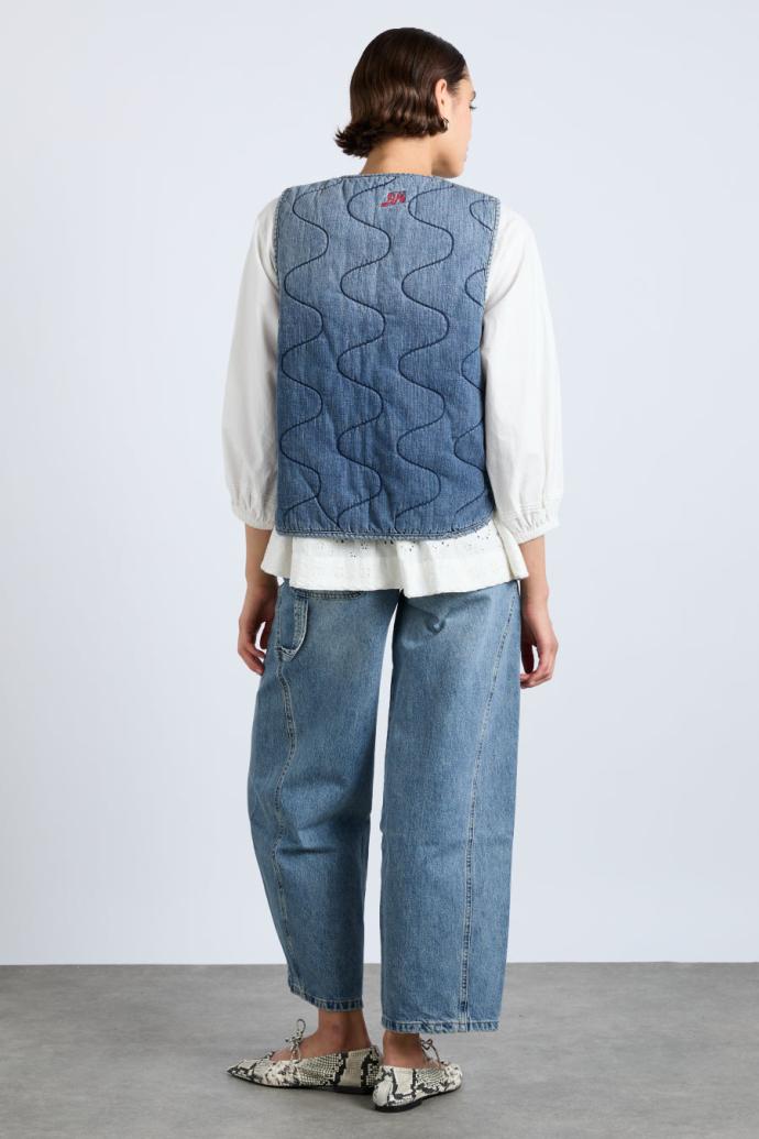 Denim | Women Damson Madder Denim Tilly Gilet- Vintage Wash