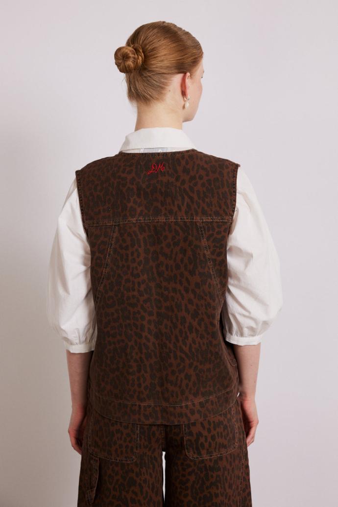 Denim | Women Damson Madder Dilly Denim Gilet - Dark Leopard