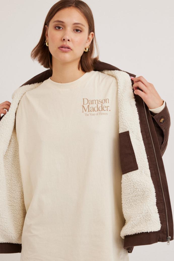 Denim | Women Damson Madder Dion Workwear Borg Shacket - Chocolate