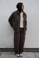 Denim | Women Damson Madder Dion Workwear Borg Shacket - Chocolate