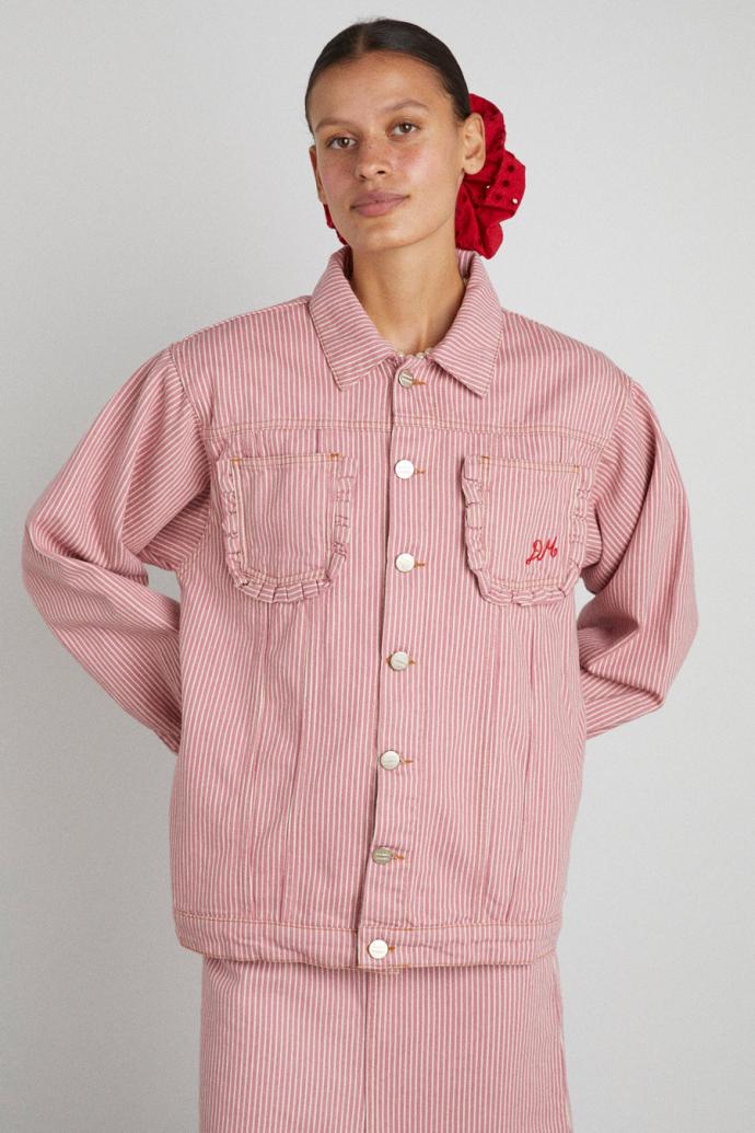 Denim | Women Damson Madder Frilly Fin Jacket - Pink Stripe