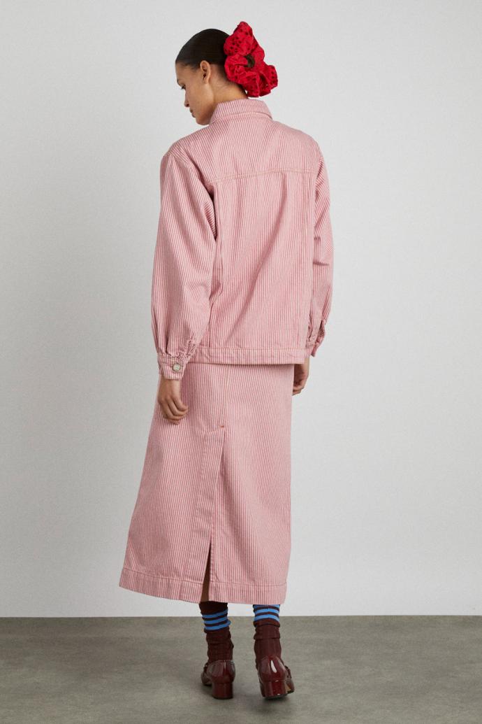 Denim | Women Damson Madder Frilly Fin Jacket - Pink Stripe