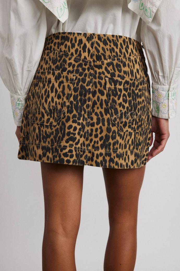 Denim | Women Damson Madder Lily Denim Mini Skirt- Leopard