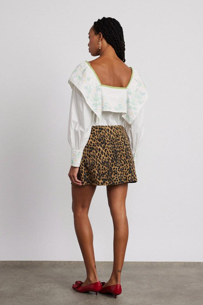 Denim | Women Damson Madder Lily Denim Mini Skirt- Leopard