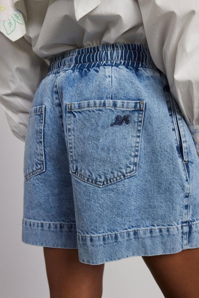 Denim | Women Damson Madder Rafe Shorts - Bow Embroidery