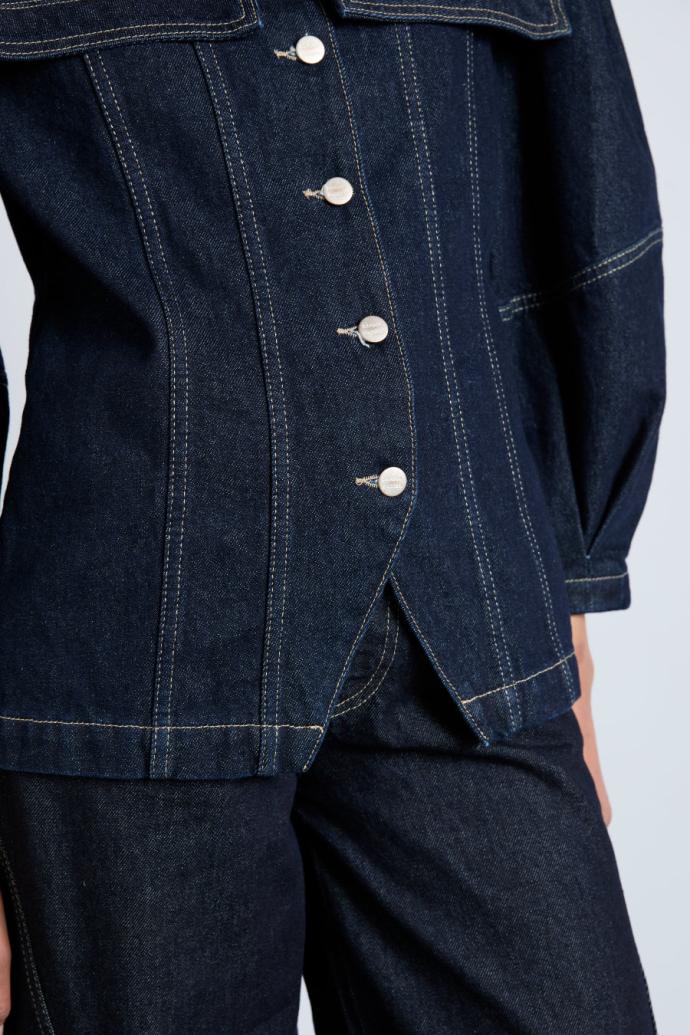 Denim | Women Damson Madder Sailor Denim Jacket - Dark Indigo