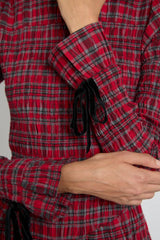 Dresses | Women Damson Madder Alice Shirred Midi Dress- Red Check