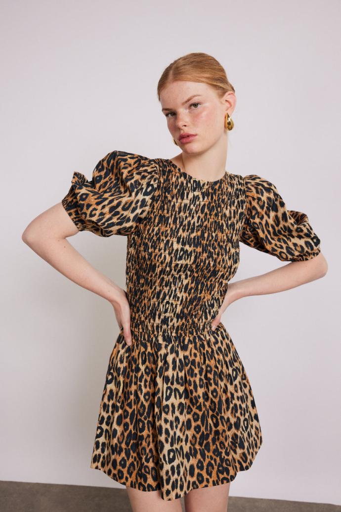 Dresses | Women Damson Madder Bluebelle Shirred Mini Dress - Leopard