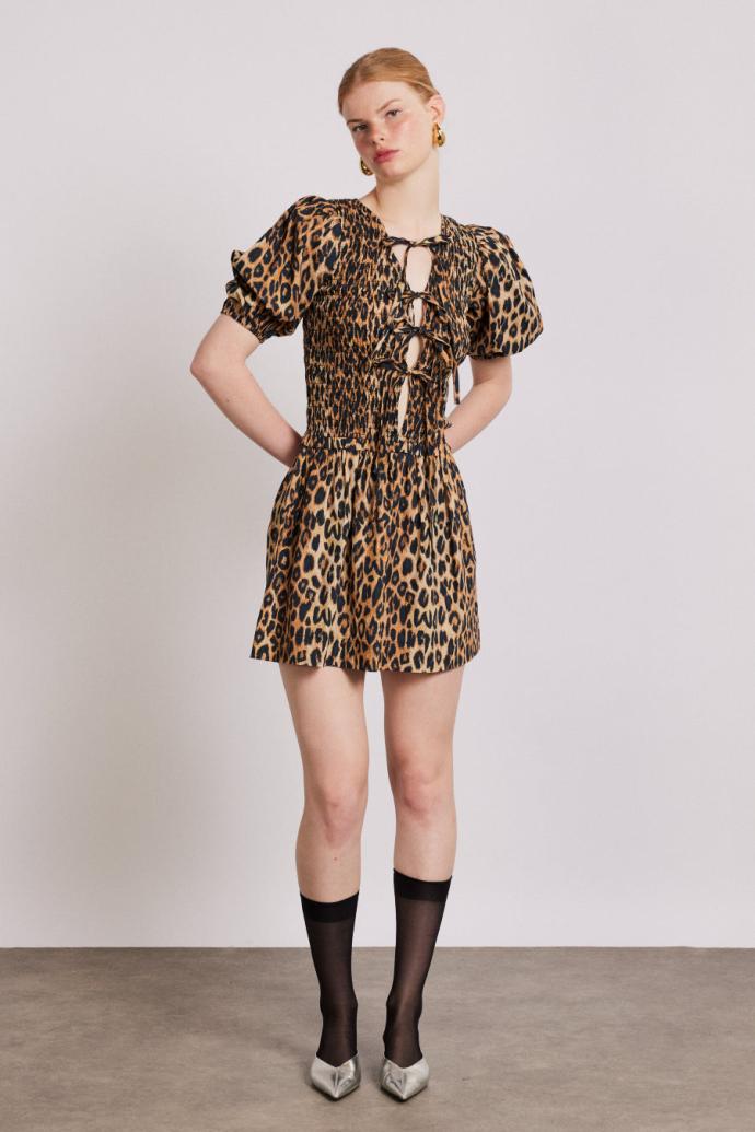 Dresses | Women Damson Madder Bluebelle Shirred Mini Dress - Leopard