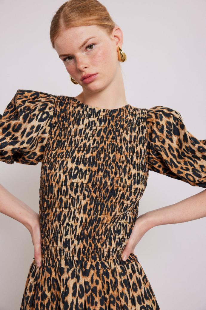 Dresses | Women Damson Madder Bluebelle Shirred Mini Dress - Leopard