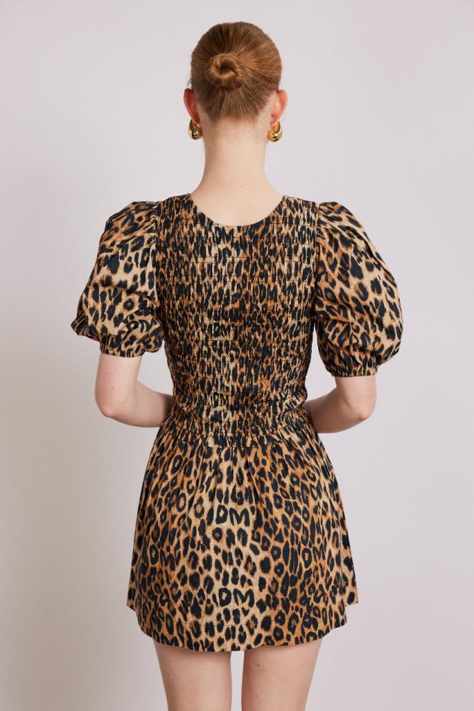 Dresses | Women Damson Madder Bluebelle Shirred Mini Dress - Leopard