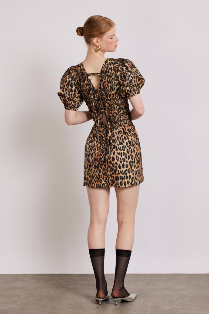 Dresses | Women Damson Madder Bluebelle Shirred Mini Dress - Leopard