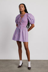 Dresses | Women Damson Madder Bluebelle Shirred Mini Dress - Pink &amp; Blue Stripe
